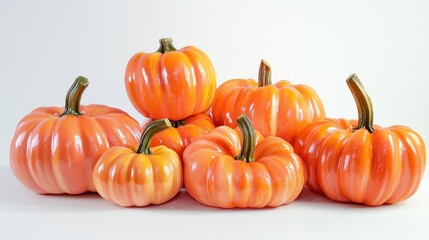 Obraz premium Decorative orange pumpkins arranged artistically against a neutral backdrop for seasonal celebration and decor