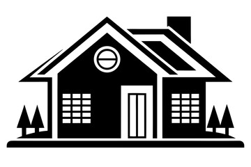 home icon black and white line art silhouette