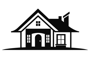 home icon black and white line art silhouette