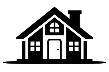 home icon black and white line art silhouette
