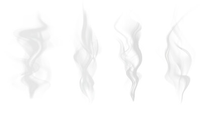 Realistic steam or smoke on hot tea, coffee, food. PNG Stock royalty free.  © Vector light Studio