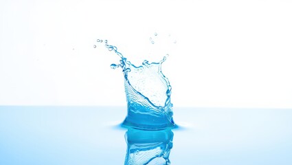 Blue water splash isolated on white background in a studio shot