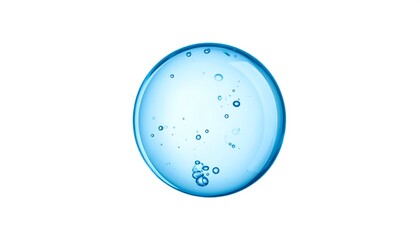 Transparent Blue Gel Sphere with Bubbles Isolated on White Background