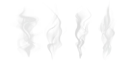Realistic steam or smoke on hot tea, coffee, food.
PNG Stock royalty free.	