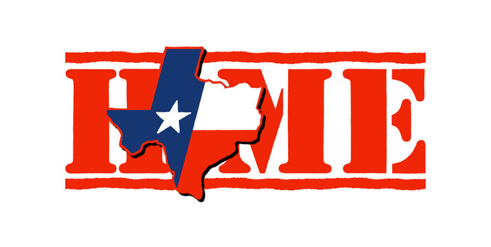 Home sweet home Texas state vector map &ndash; modern flat design illustration of US state silhouette, perfect for web, infographics, education, presentations, and creative use