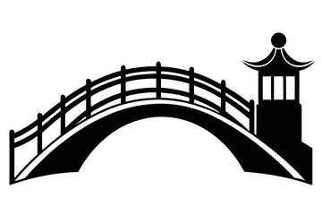 miniature curved bridge black and white silhouette