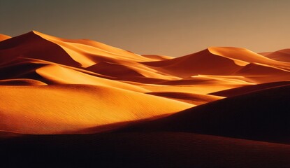 Golden desert dunes bathed in sunrise light (1)