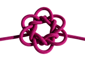 Intricate pink knot tied in a flower shape isolated on transparent background