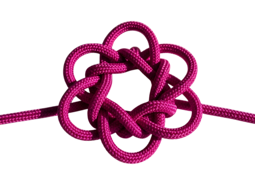 Intricate pink knot tied in a flower shape isolated on transparent background - Powered by Adobe