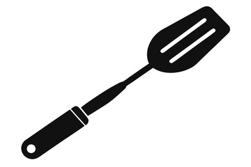 Black plastic kitchen spatula isolated on white, a versatile cooking utensil and tool