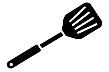Black plastic kitchen spatula isolated on white, a versatile cooking utensil and tool