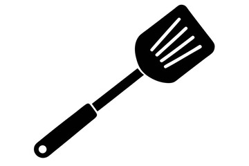 Black plastic kitchen spatula isolated on white, a versatile cooking utensil and tool
