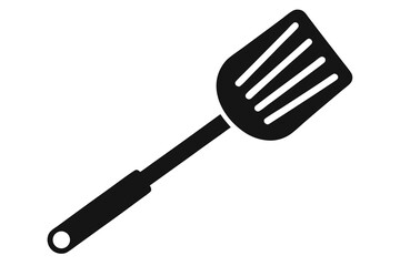 Black plastic kitchen spatula isolated on white, a versatile cooking utensil and tool