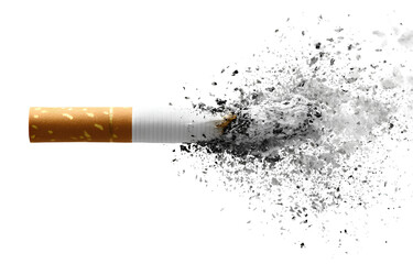 Obraz premium Cigarette and ash isolated on a white background