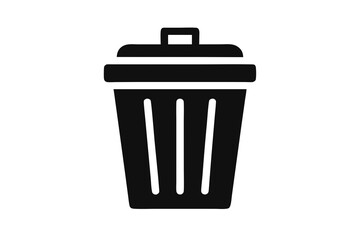 trash bin delete icon black and white silhouette