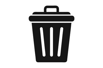 trash bin delete icon black and white silhouette