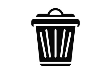 trash bin delete icon black and white silhouette