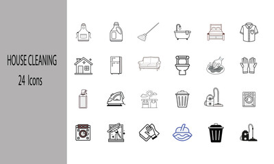 House cleaning icons set isolated on white background