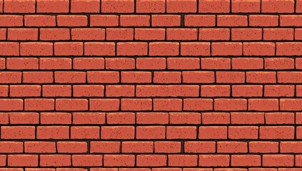 A detailed image of a repeating brick wall.  Reddish-orange bricks, with dark mortar lines.  Pixelated texture
