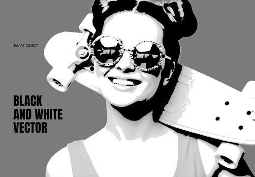 Black and White Vector Portrait Photo Effect
