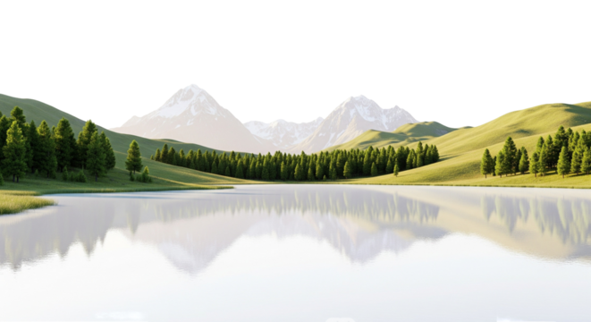 mountain lake and mountains