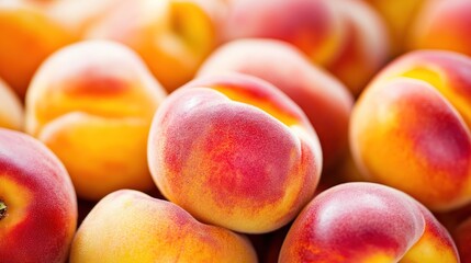 Close-up of fresh peaches, vibrant colors