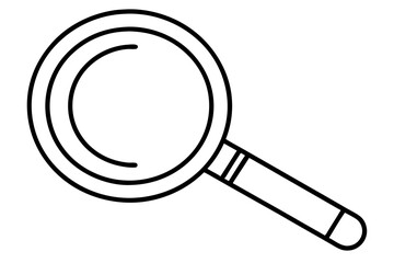 Magnifying glass icon showing a black optical tool for zoom and search on white background