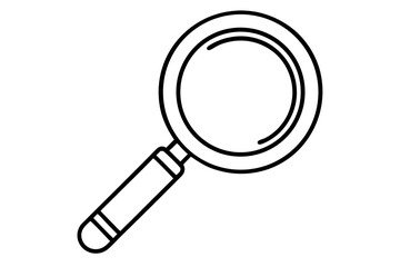 Magnifying glass icon showing a black optical tool for zoom and search on white background