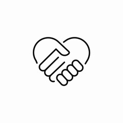 handshake heart agreement icon sign vector