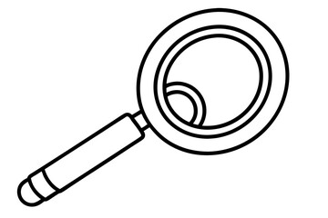 Magnifying glass icon showing a black optical tool for zoom and search on white background