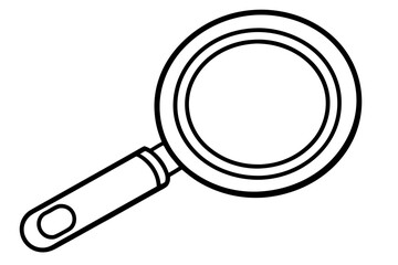 Magnifying glass icon showing a black optical tool for zoom and search on white background