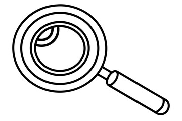 Magnifying glass icon showing a black optical tool for zoom and search on white background