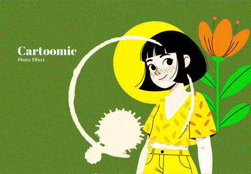 Cartoon Style Illustration Photo Effect Template