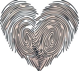 A minimalistic digital illustration of two human fingerprints