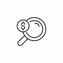 magnifying glass dollar icon sign vector