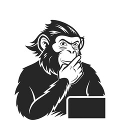 Silhouette Vector of Ape Whispering Secret Confidential Info – Mysterious Primate Illustration for T-Shirts, Stickers, Logos, Mascots, and Creative Graphic Design Projects