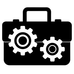 Briefcase With Gears Business Process Icon