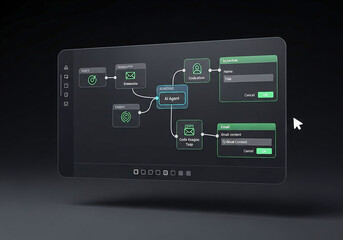 Fototapeta premium Digital interface displaying complex workflow and data visualization