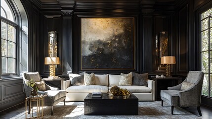 modern living room with beautiful sofa,wall painting,lamp,beautiful luxury floor,and light