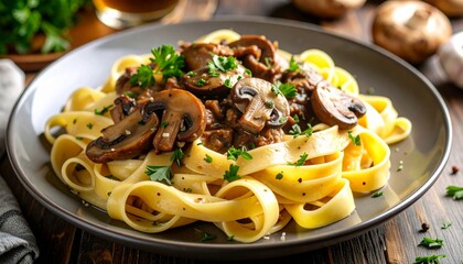 Creamy Mushroom Fettuccine Pasta