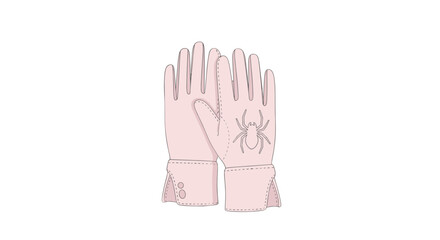 Obraz premium Pink gloves with spider design on white background