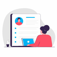 Writing a Resume on Laptop