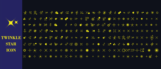 collection of twinkle stars icon, set of sparkle star, shine and twinkle star icon