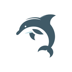 Naklejka premium A playful dolphin leaping above the water's surface against a serene backdrop