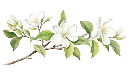 Obraz premium hand drawn Jasmine bud watercolor on white background