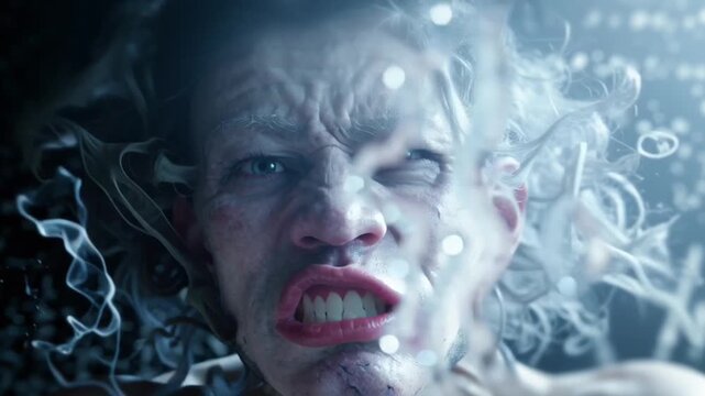 zombie or spirit hands pressing frosted glass, leaving melting imprints grotesque decayed skin screaming souls surface, glass warping glowing cursed energy, abstract horror nightmare concept 4k