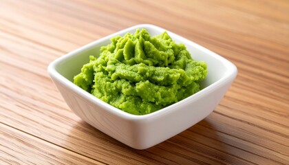 Fresh Green Wasabi Paste in White Bowl