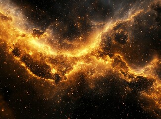 Fototapeta premium Golden Nebula: Celestial Dance of Light and Stardust