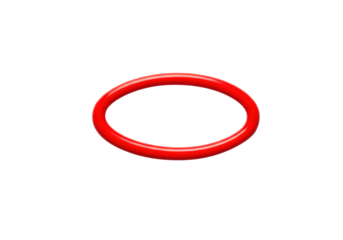 Bold modern red abstract graphic mark (circle, oval, underline) on a pristine transparent studio background with soft diffused lighting, concept of strategic focus and importance