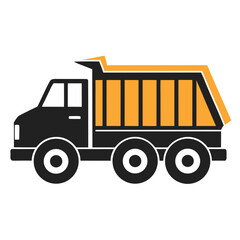 Illustration of a yellow and black dump truck isolated on white background